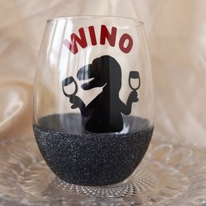Wino Dino Glitter wine glass